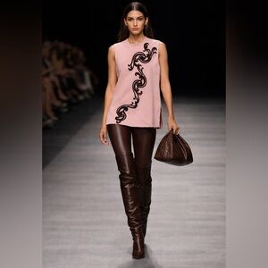 VERSACE Pink Embroidered Sleeveless Top | Made in Italy | Size 40 US 4-6 NWT